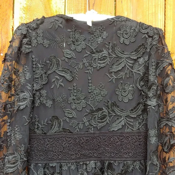 Cynthia Rowley Harlow Embroidered Lace Deep V-Neck Dress P2P 17 in. - Picture 6 of 12